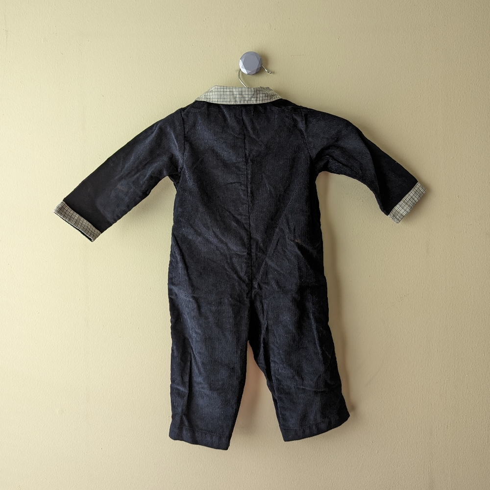 Fantaisie Bebes Navy Corduroy Polo Playsuit 12M - Picture 3 of 7